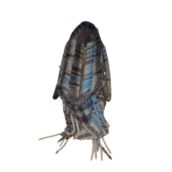 MC2 Saint Barth Vanity Blanket Blue &‎ Tan Tartan Plaid Travel Tote Shoulder Bag - Picture 5 of 15